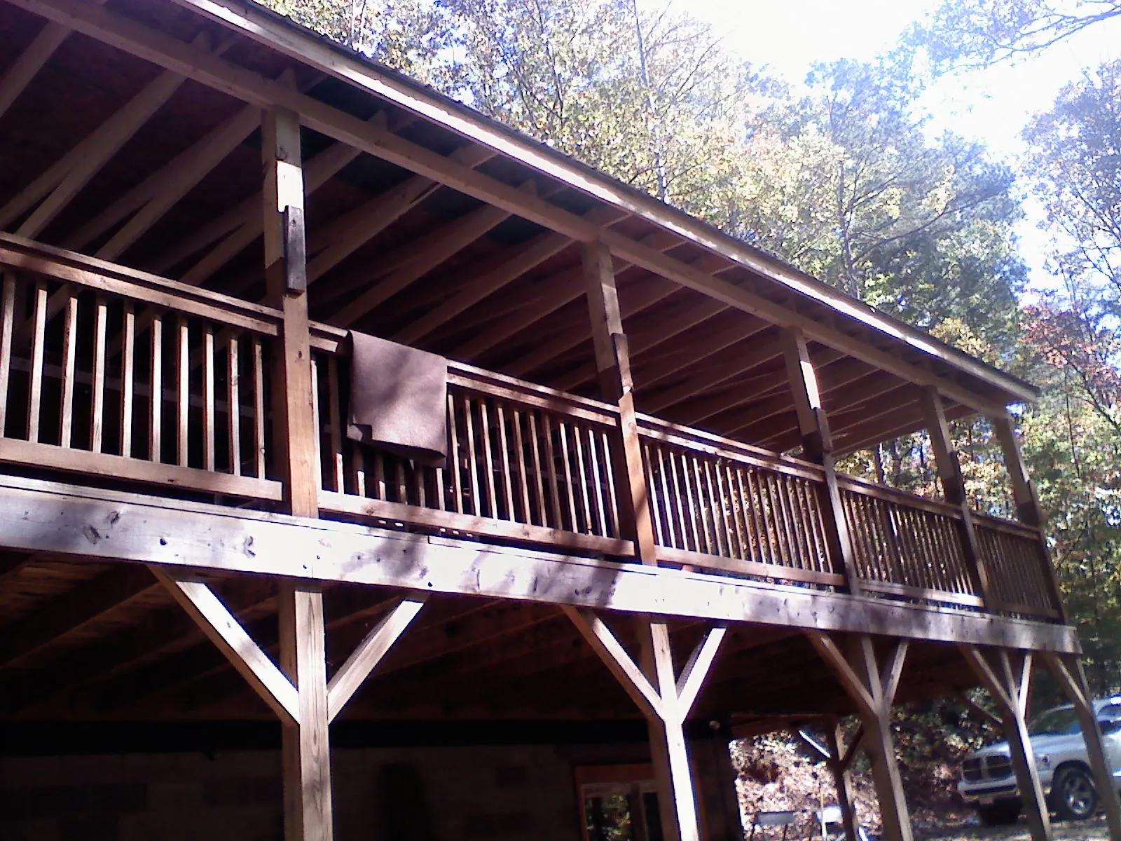 Timber framing under a new elevated porch and deck — Roof Leak Repair in Forest Hill by Roofing Brothers